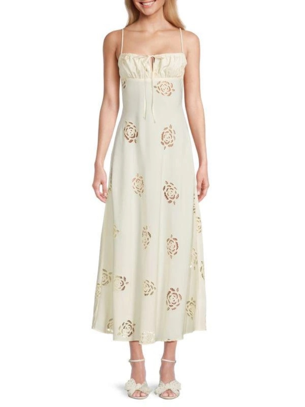 WeWoreWhat Cream Eyelet Maxi Slip Dress